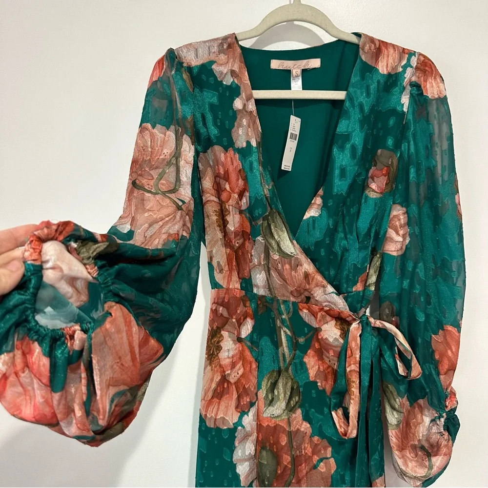 NWT Anthropologie Hutch Floral V-Neck Textured Wrap Maxi Dress - Picture 6 of 13